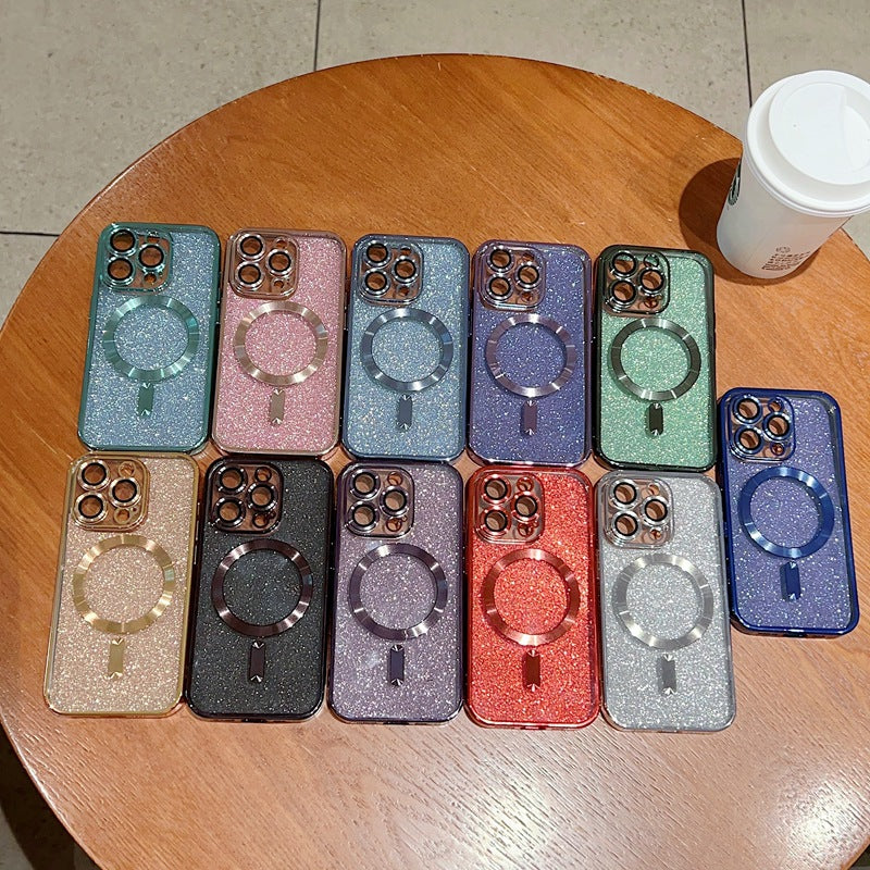 Luxury Transparent / Glittered magnetic Wireless Iphone case