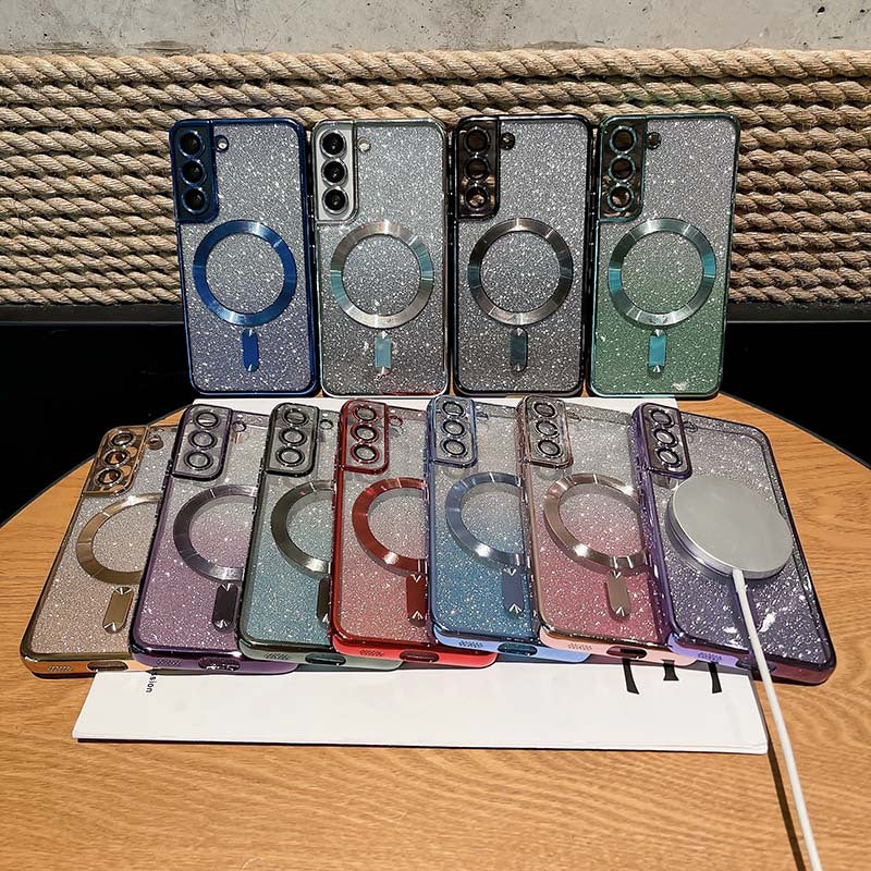 Luxury Transparent / Glittered magnetic Wireless Samsung Galaxy case