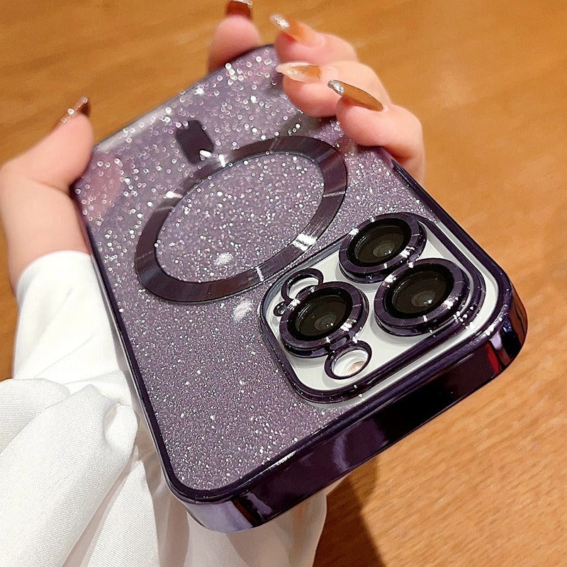 Luxury Transparent / Glittered magnetic Wireless Iphone case