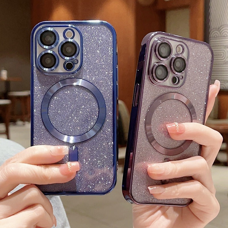Luxury Transparent / Glittered magnetic Wireless Iphone case