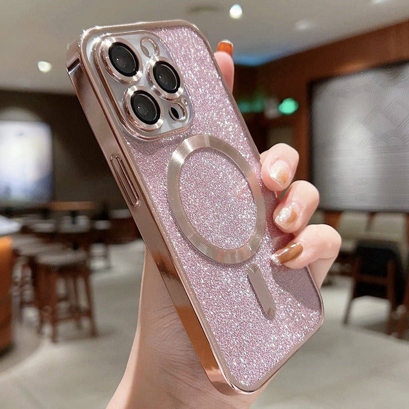 Luxury Transparent / Glittered magnetic Wireless Iphone case