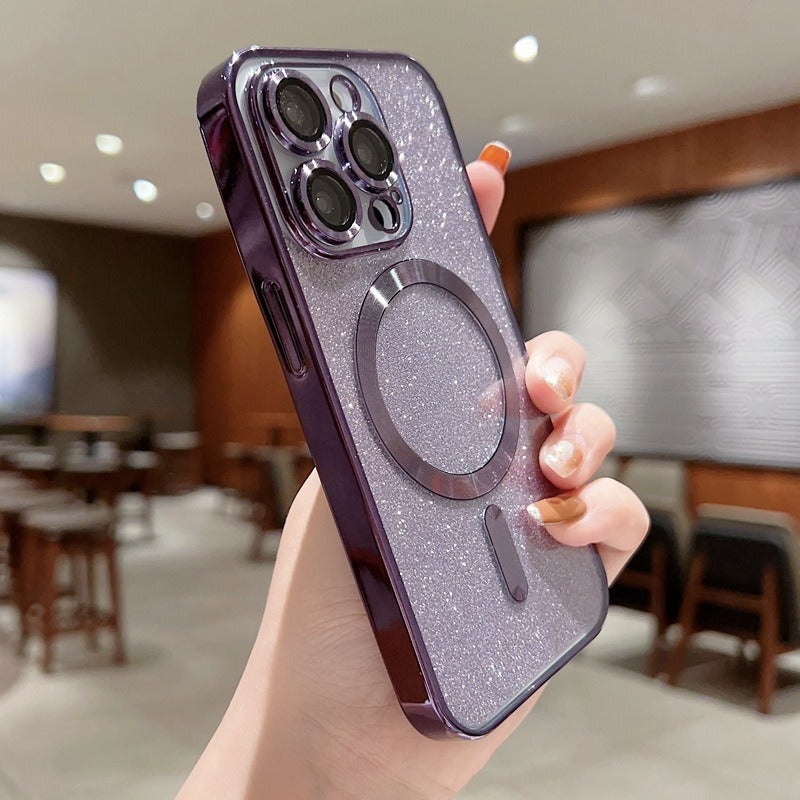 Luxury Transparent / Glittered magnetic Wireless Iphone case