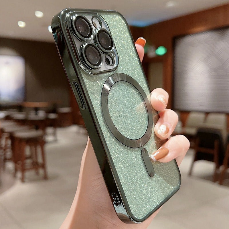 Luxury Transparent / Glittered magnetic Wireless Iphone case