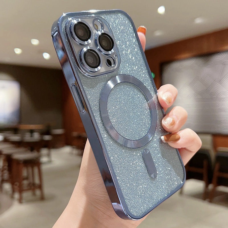 Luxury Transparent / Glittered magnetic Wireless Iphone case
