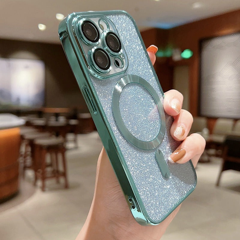 Luxury Transparent / Glittered magnetic Wireless Iphone case