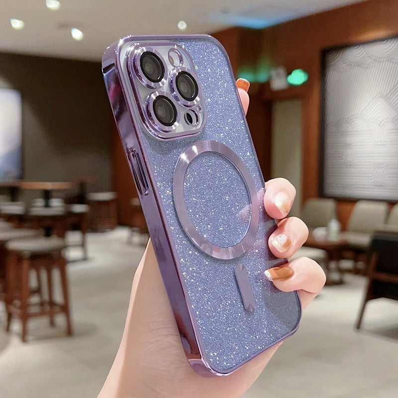 Luxury Transparent / Glittered magnetic Wireless Iphone case