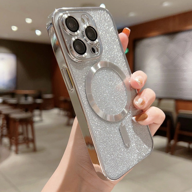 Luxury Transparent / Glittered magnetic Wireless Iphone case