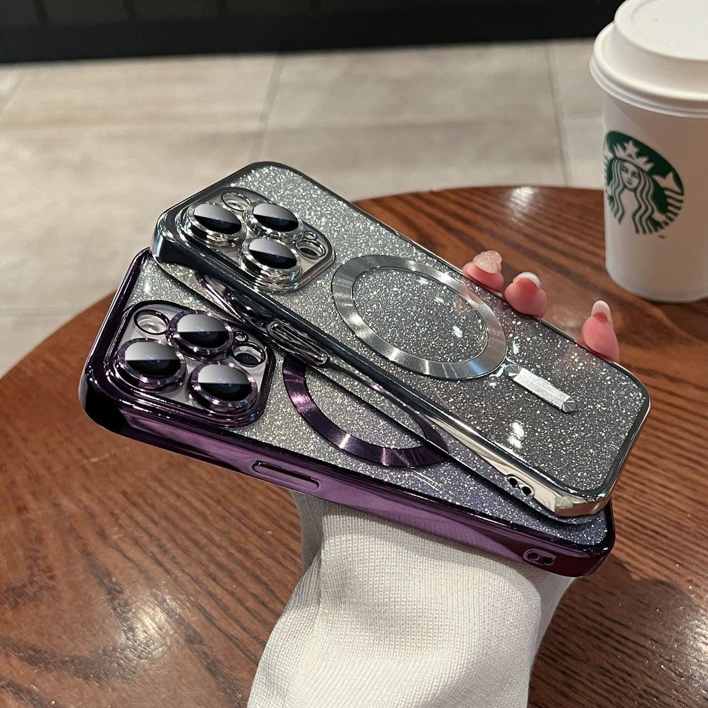 Luxury Transparent / Glittered magnetic Wireless Iphone case