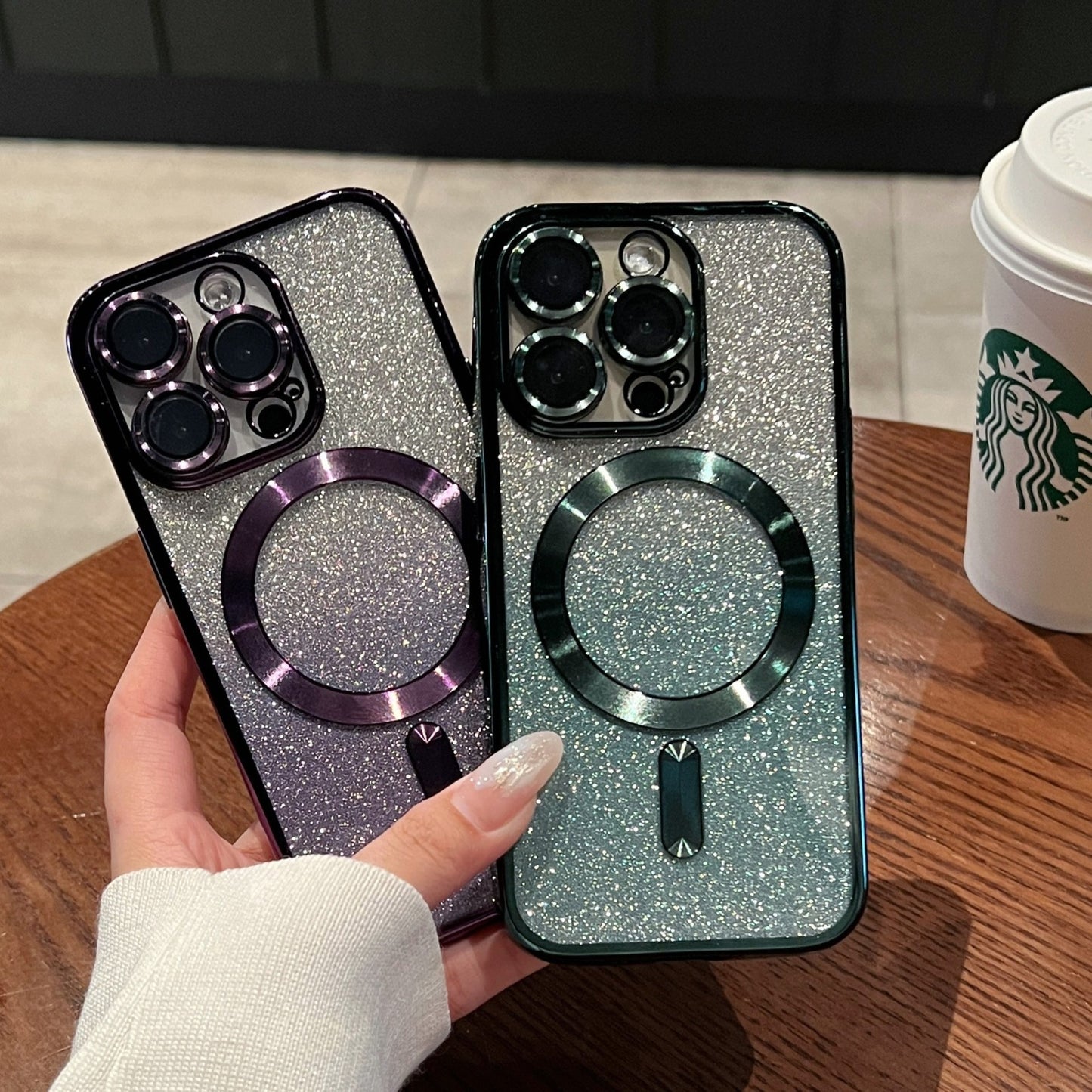 Luxury Transparent / Glittered magnetic Wireless Iphone case