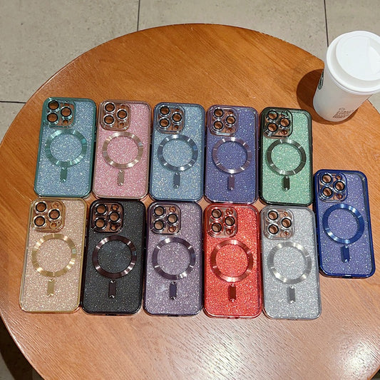 Luxury Transparent / Glittered magnetic Wireless Iphone case